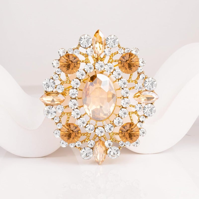 LAXPICOL Vintage Clear Austrian Crystal Brooch Pin for Women Elegant Wedding Bridal Brooches Broach Pin 1.69"*1.39" - Image 2